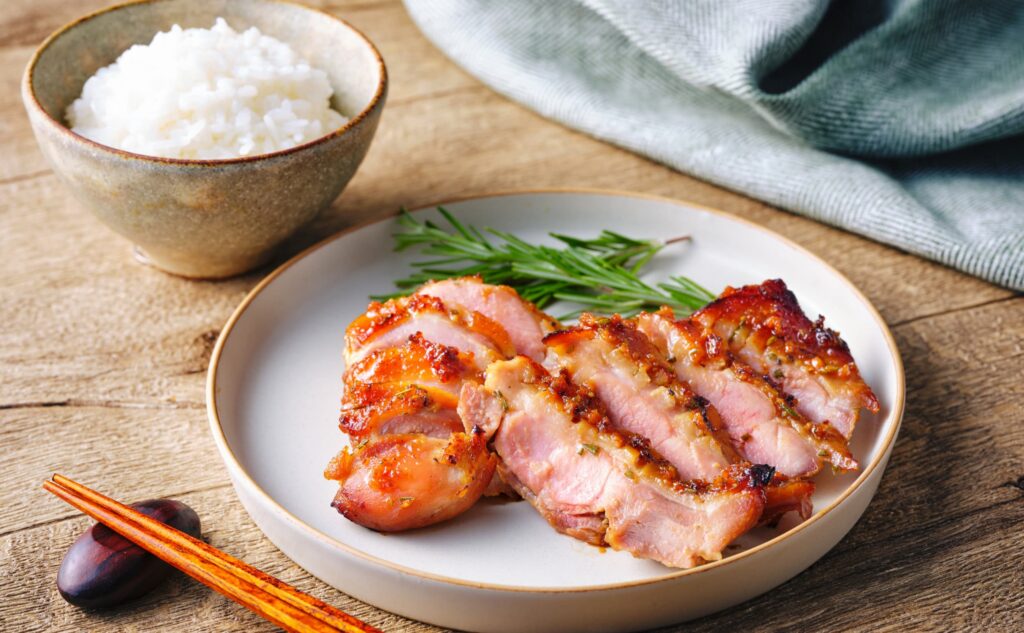 鴨もも肉のハーブ味噌漬け焼き